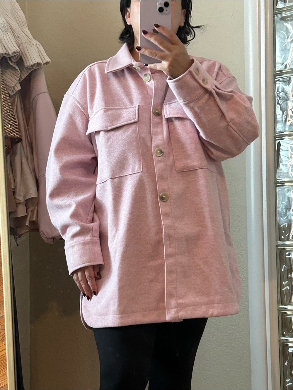 H&M Light Pink Oversized Utility Shacket